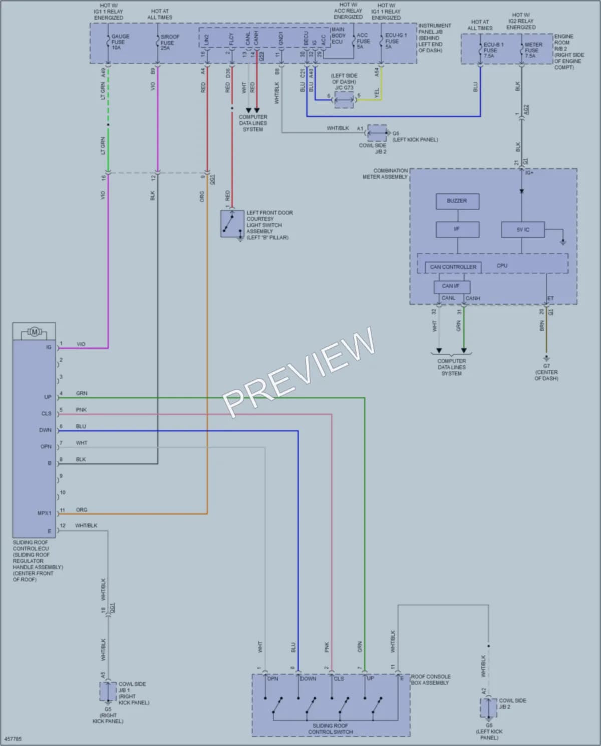 2015 Toyota Priusc Power Top Sunroof wiring diagram preview