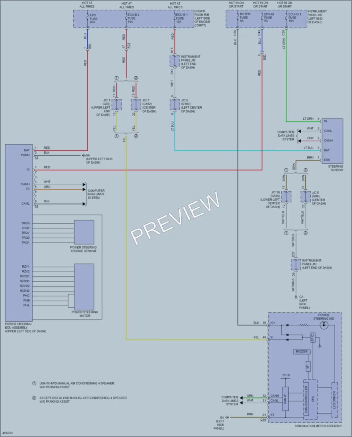 2015 Toyota RAV4 Electronic Power Steering wiring diagram preview