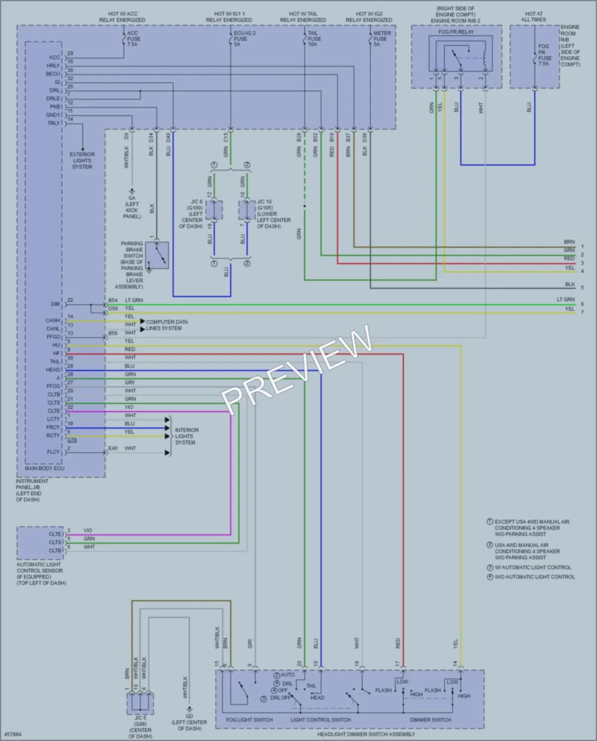2015 Toyota RAV4 Headlights wiring diagram preview