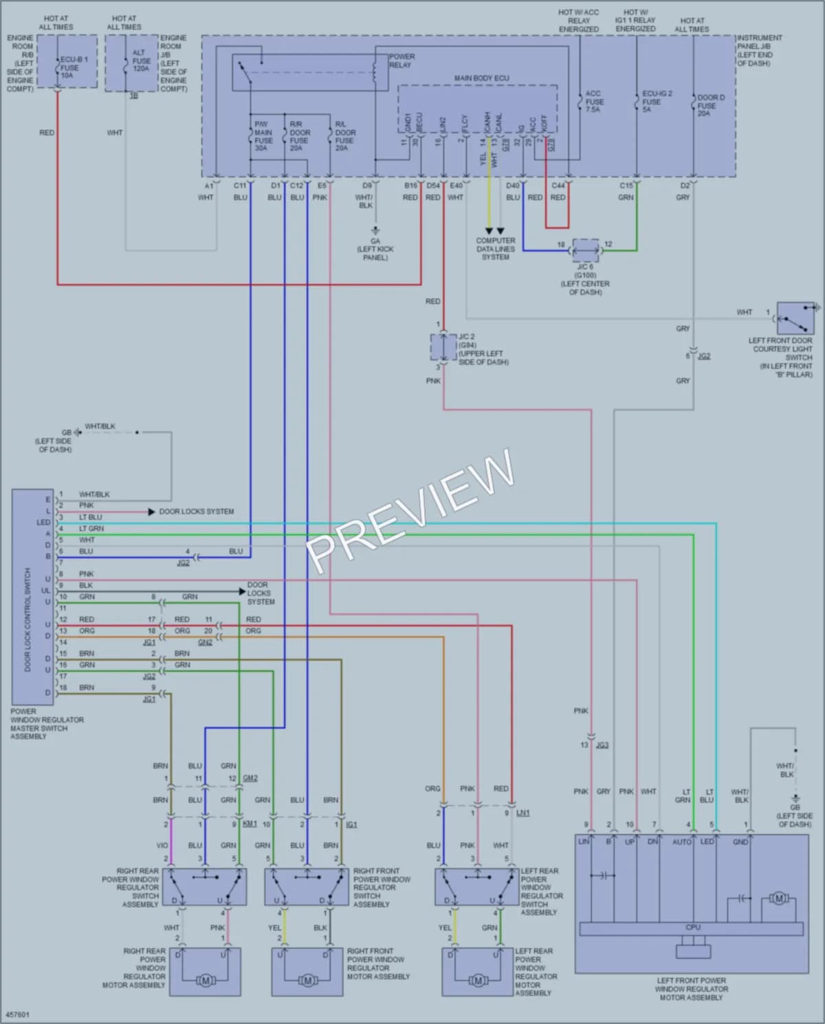2015 Toyota RAV4 Power Windows wiring diagram preview