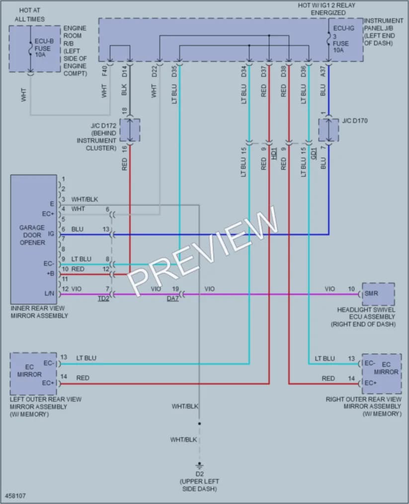 2015 Toyota Sienna Power Mirrors wiring diagram preview