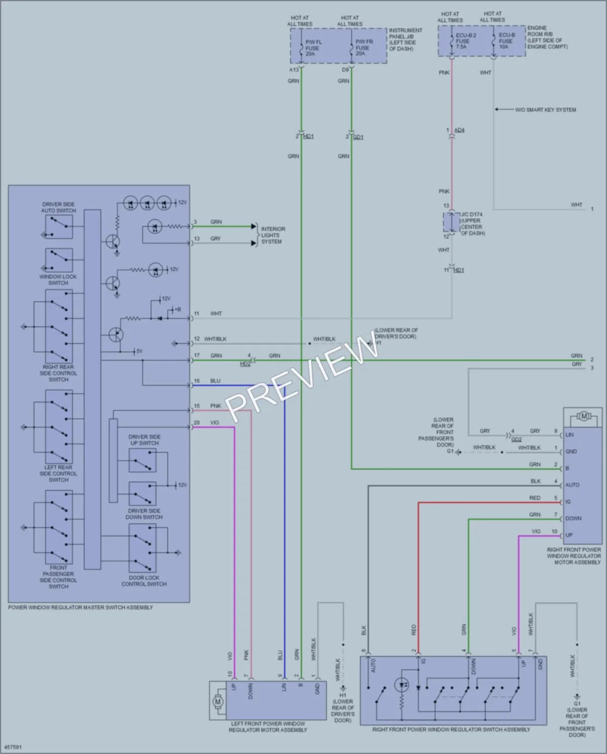 2015 Toyota Sienna Power Windows wiring diagram preview