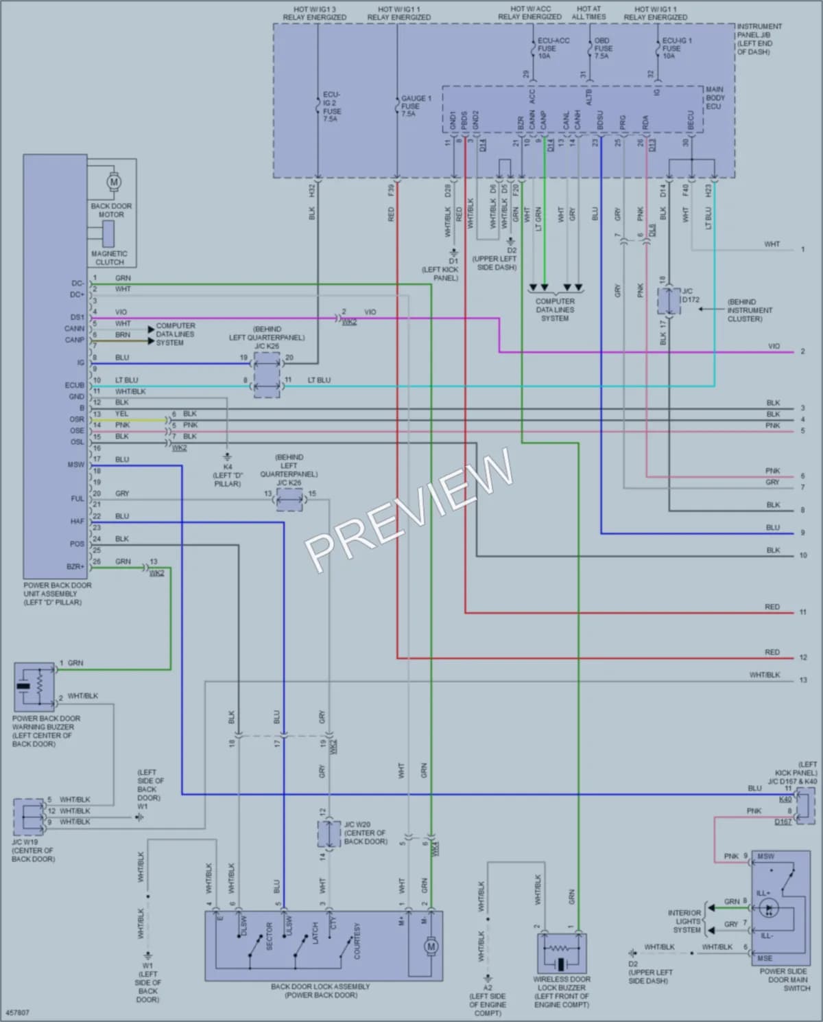 2015 Toyota Sienna Trunk Tailgate Fuel Door wiring diagram preview