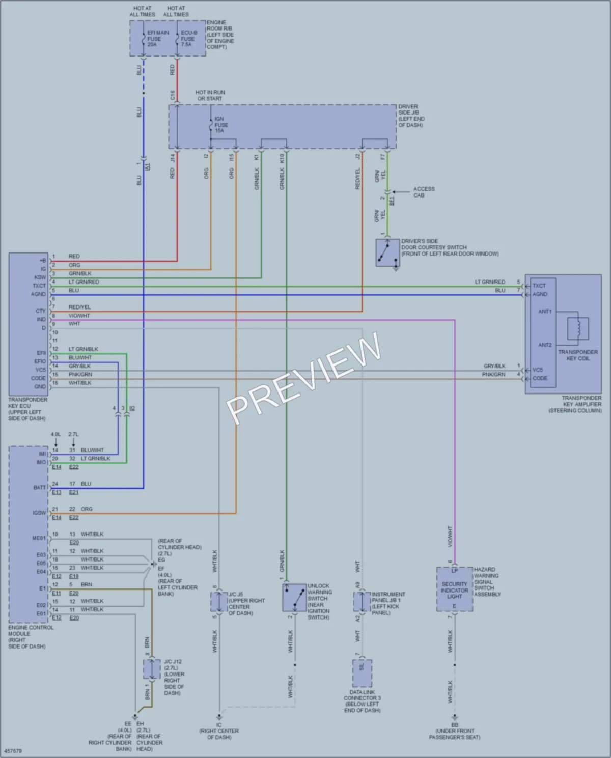 2015 Toyota Tacoma Anti Theft wiring diagram preview