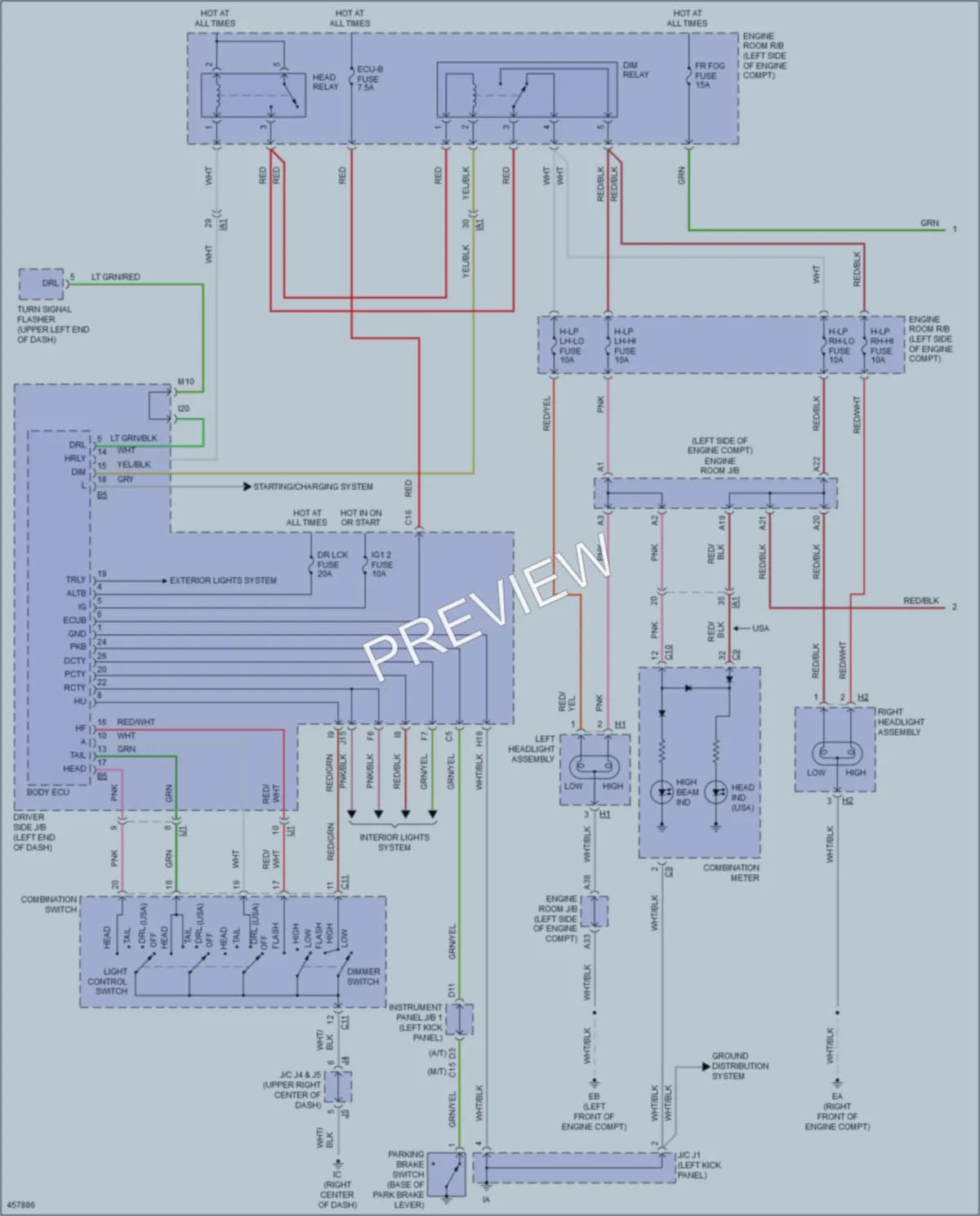 2015 Toyota Tacoma Headlights wiring diagram preview