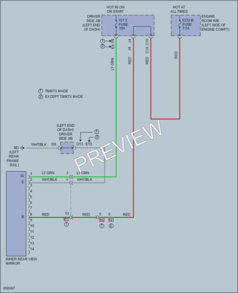 2015 Toyota Tacoma Power Mirrors wiring diagram preview
