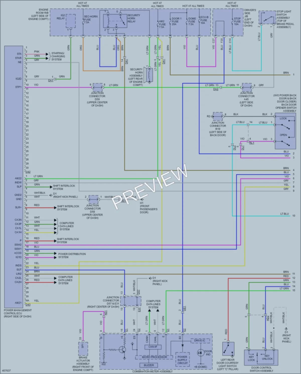 2015 Toyota Venza Power Door Locks wiring diagram preview