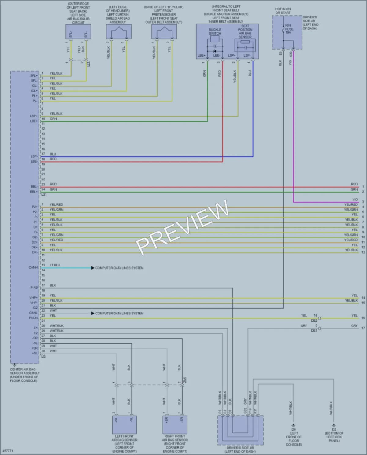 2015 Toyota Venza Supplemental Restraints wiring diagram preview