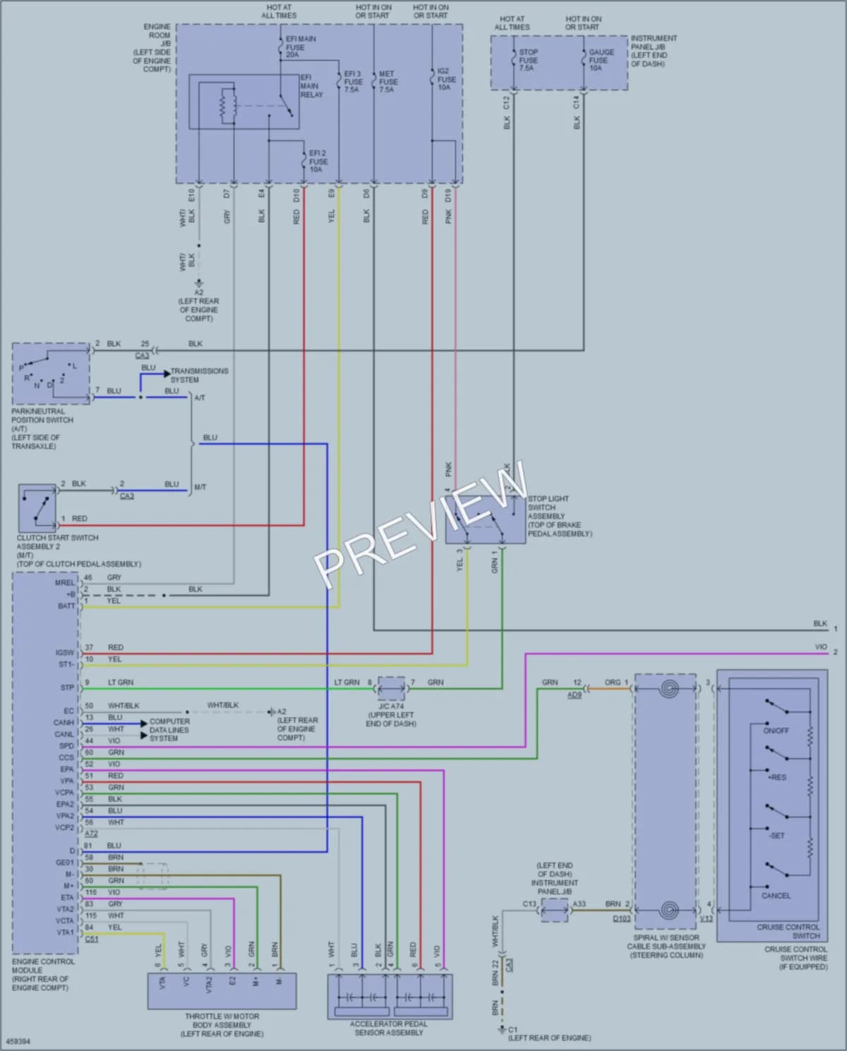 2015 Toyota Yaris Cruise Control wiring diagram preview