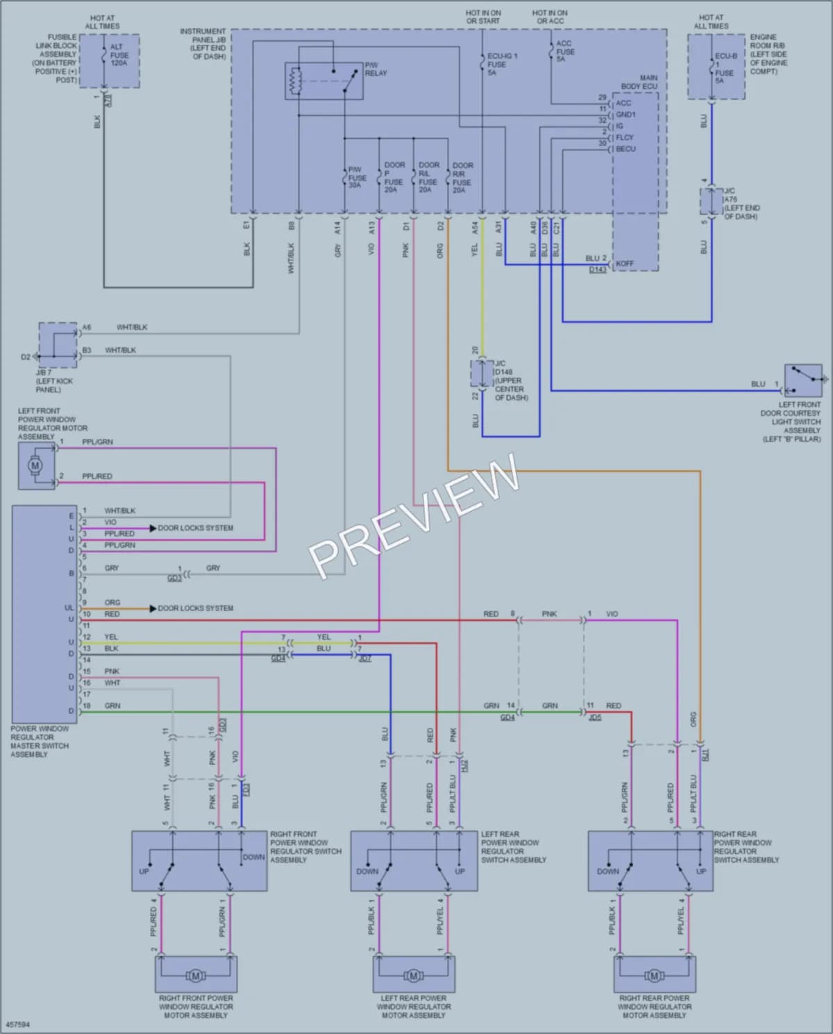 2015 Toyota Yaris Power Windows wiring diagram preview