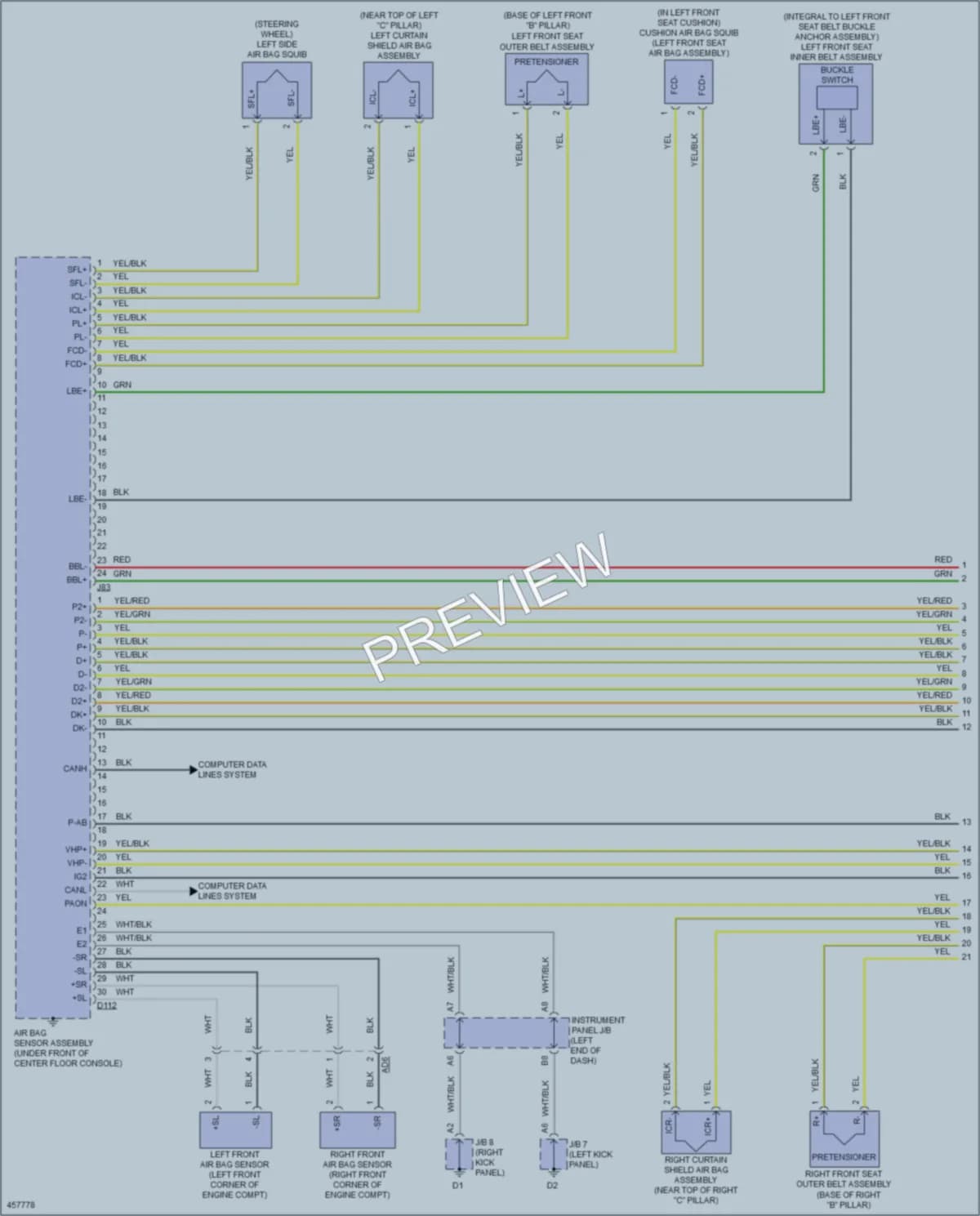 2015 Toyota Yaris Supplemental Restraints wiring diagram preview