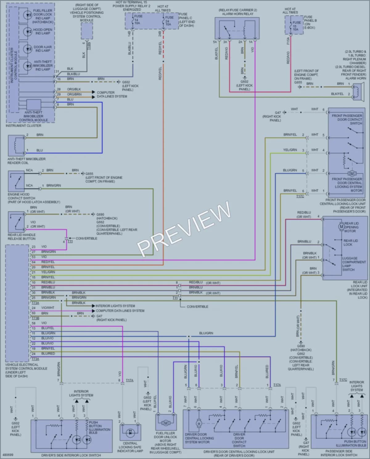 2015 Volkswagen Beetle Power Door Locks wiring diagram preview