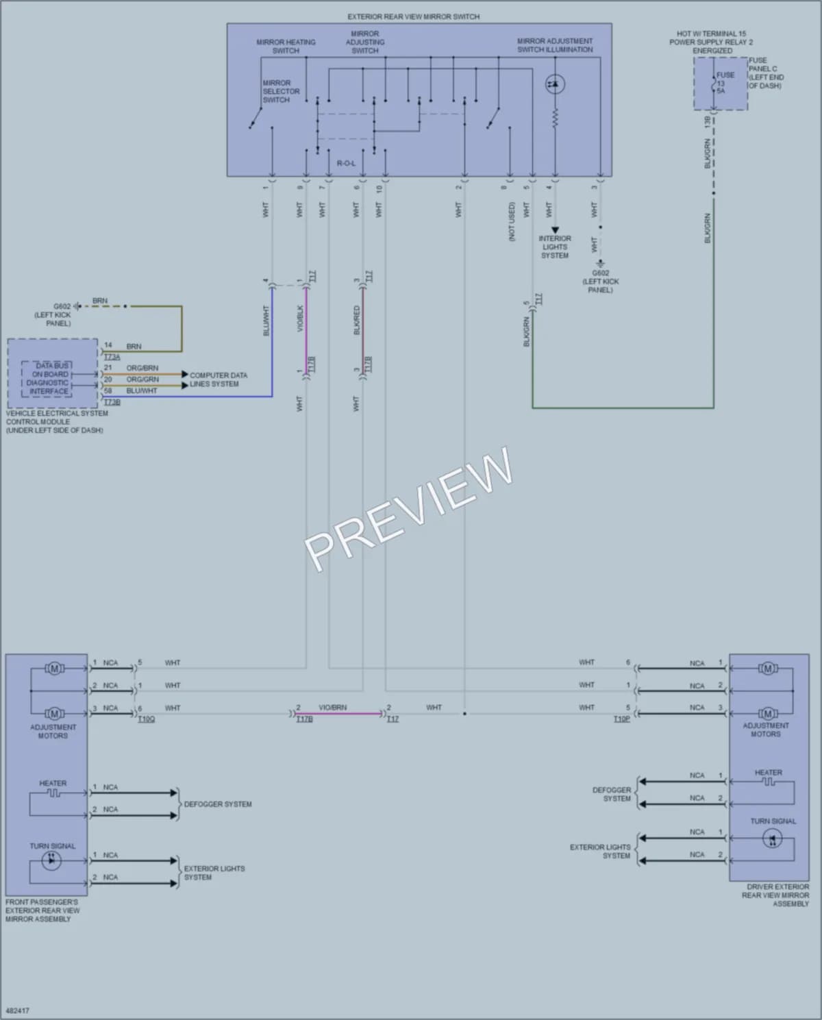 2015 Volkswagen Beetle Power Mirrors wiring diagram preview
