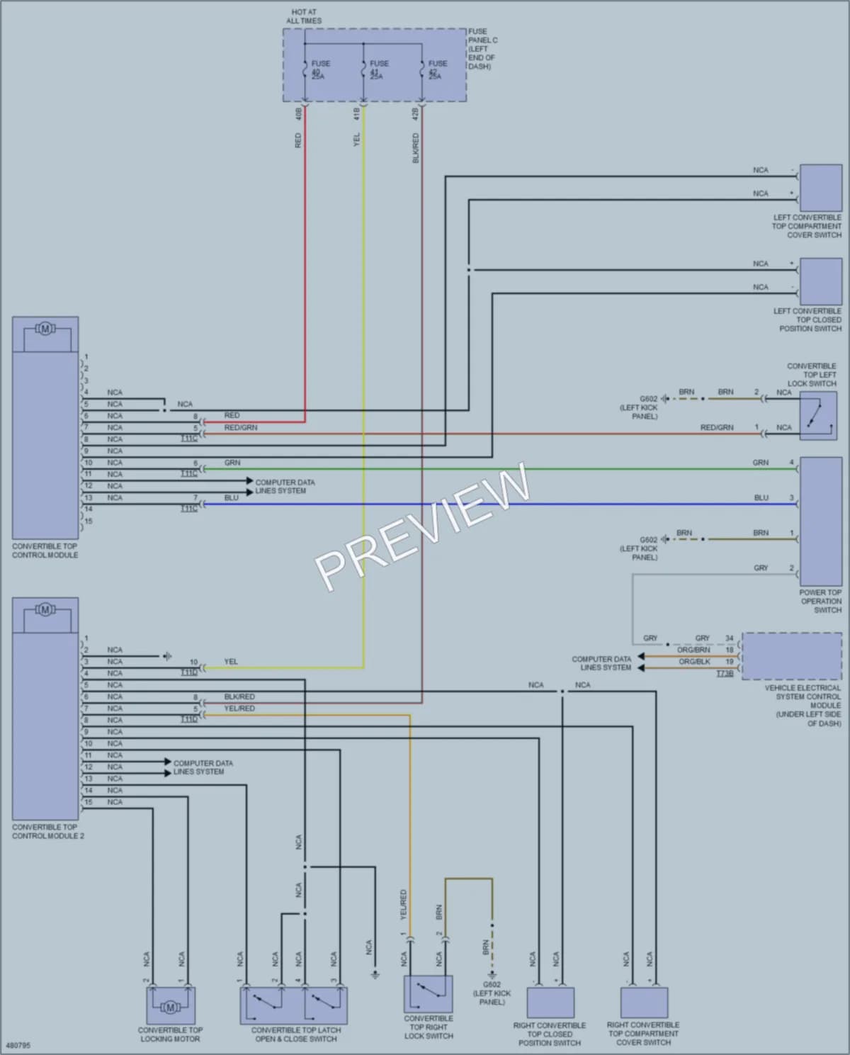 2015 Volkswagen Beetle Power Top Sunroof wiring diagram preview