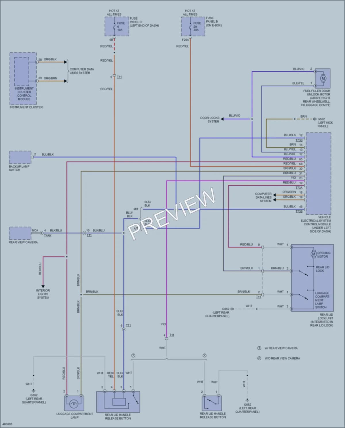 2015 Volkswagen Beetle Trunk Tailgate Fuel Door wiring diagram preview