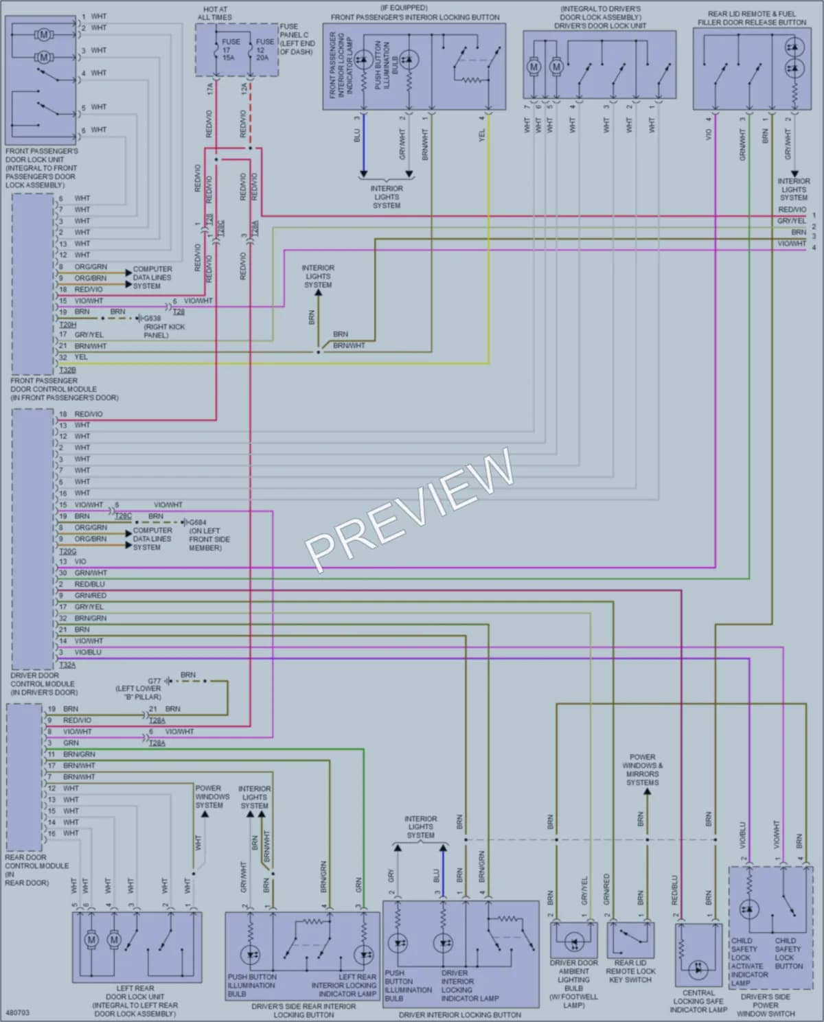 2015 Volkswagen CC Power Door Locks wiring diagram preview