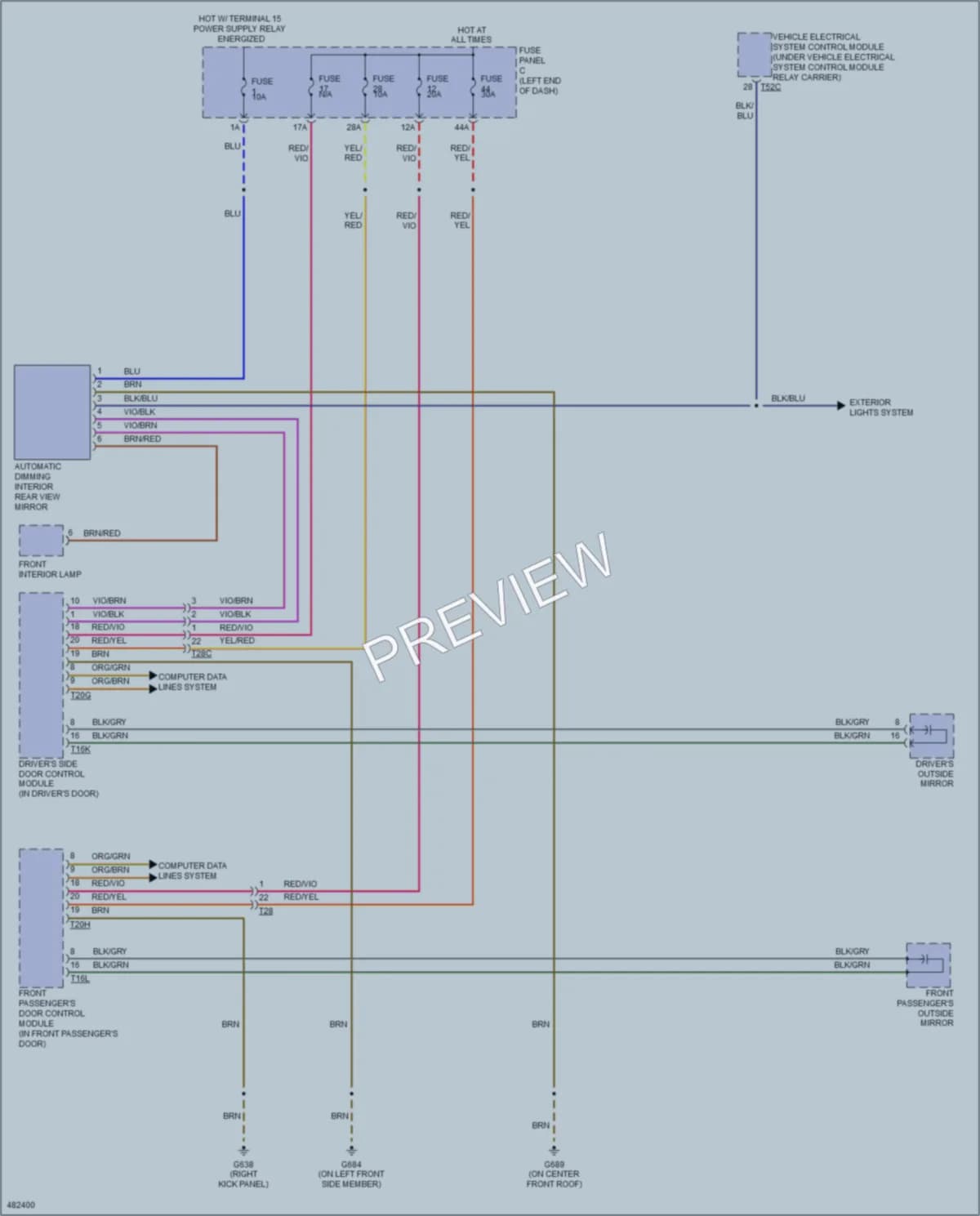 2015 Volkswagen CC Power Mirrors wiring diagram preview