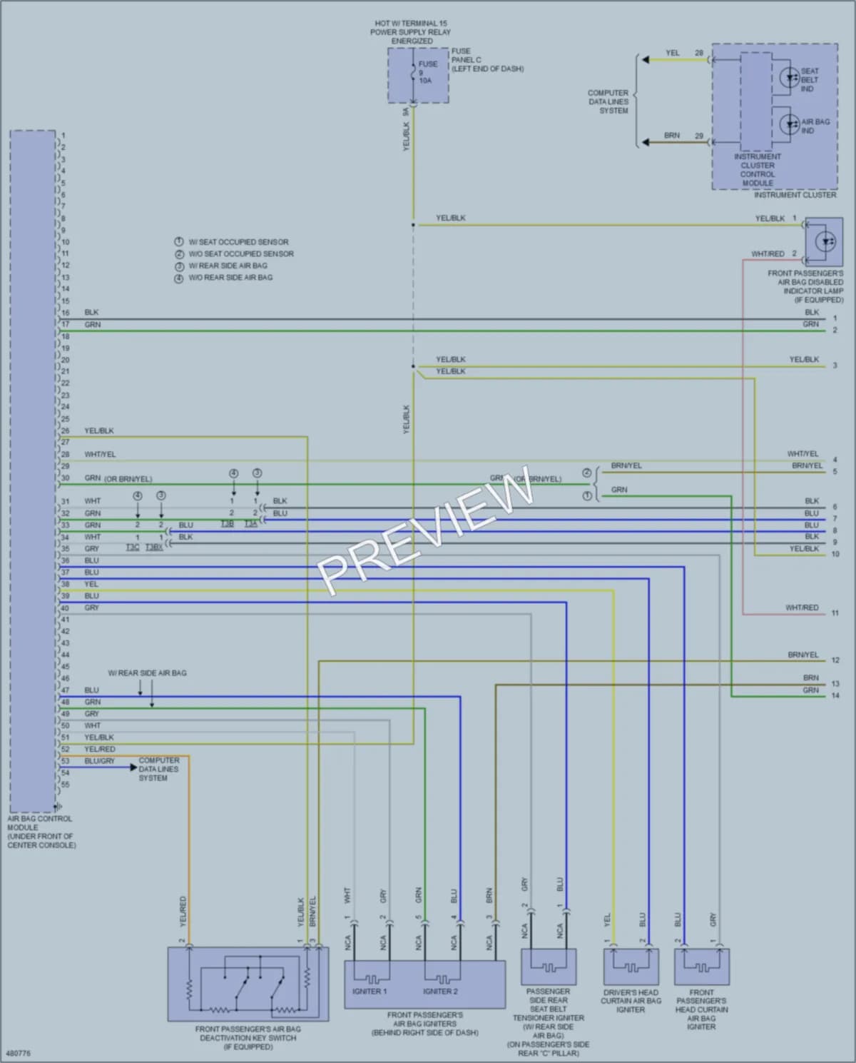 2015 Volkswagen CC Supplemental Restraints wiring diagram preview