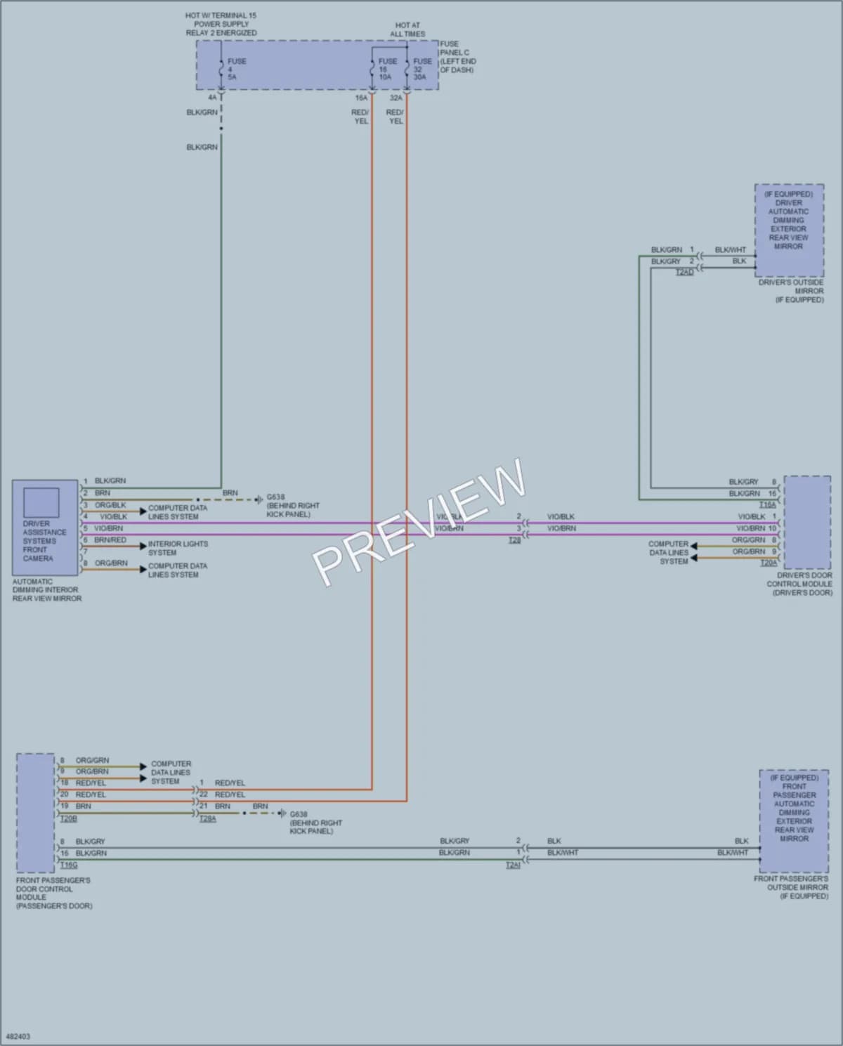 2015 Volkswagen Eos Power Mirrors wiring diagram preview