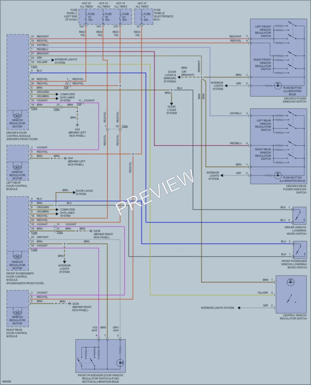 2015 Volkswagen Eos Power Windows wiring diagram preview