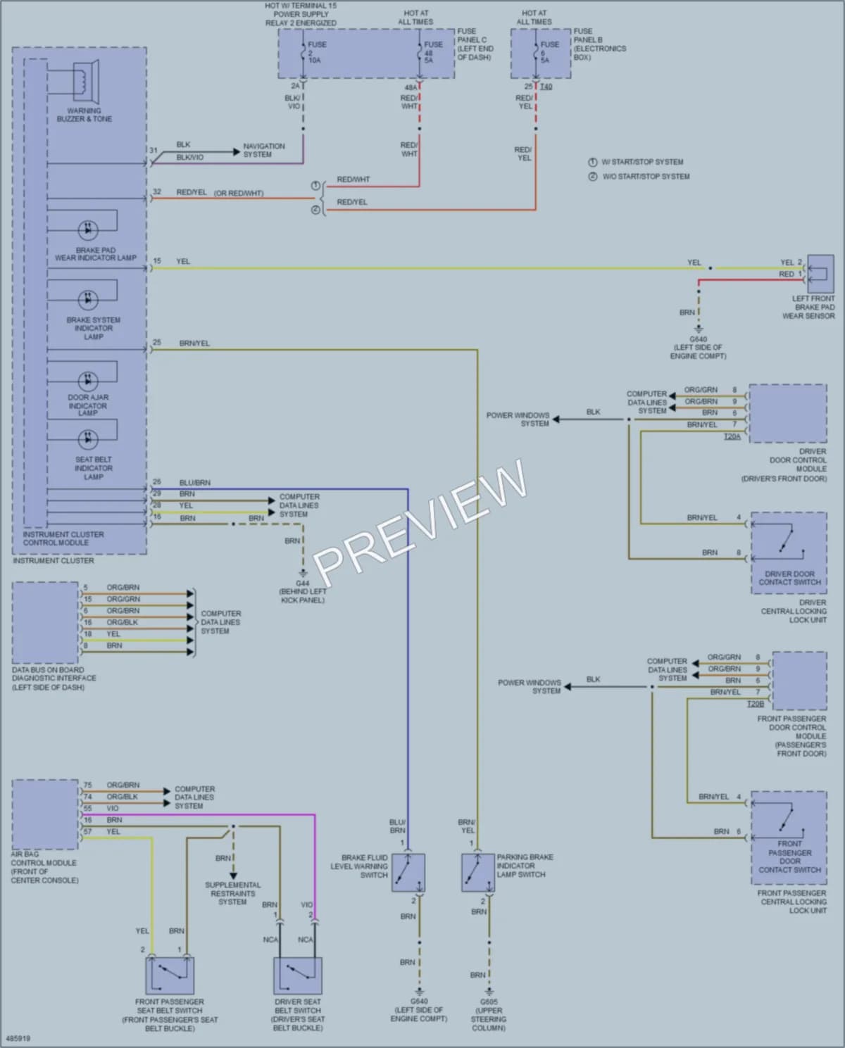 2015 Volkswagen Eos Warning Systems wiring diagram preview