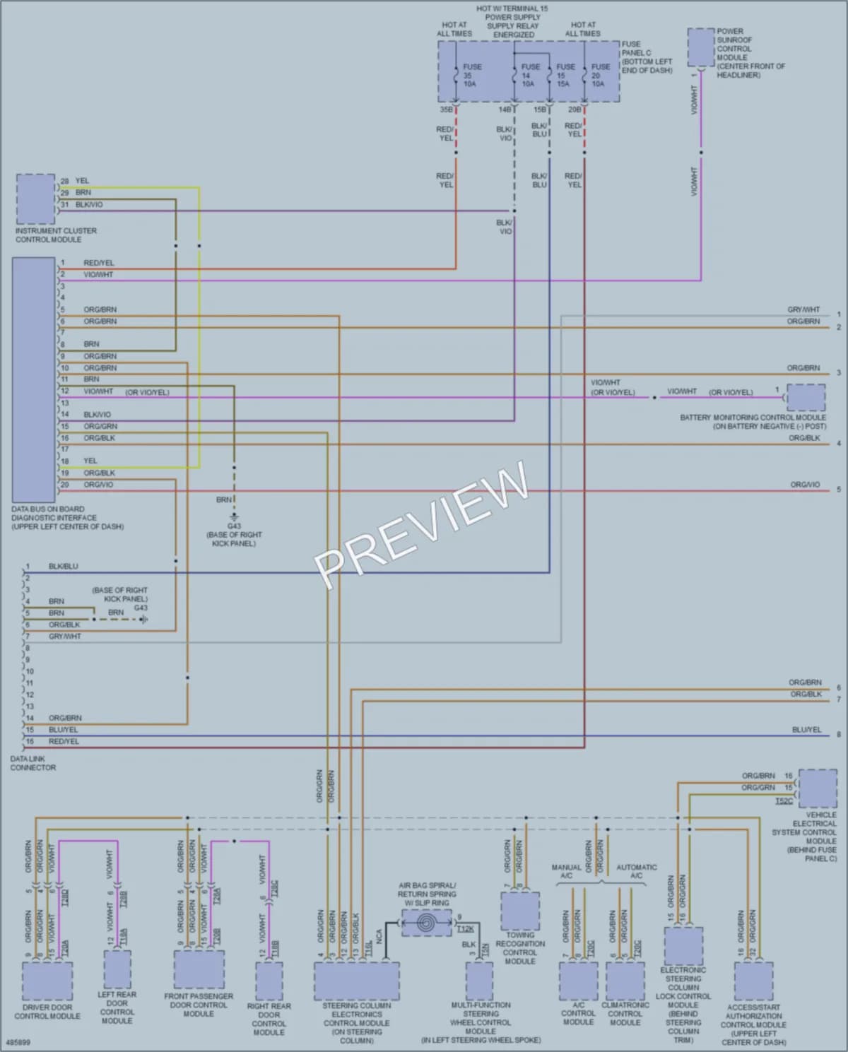 2015 Volkswagen 4D Sedan Computer Data Lines wiring diagram preview with protected circuit layout