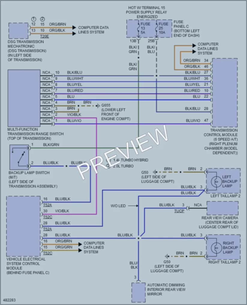 2015 Volkswagen 4D Sedan Exterior Lights wiring diagram preview with protected circuit layout