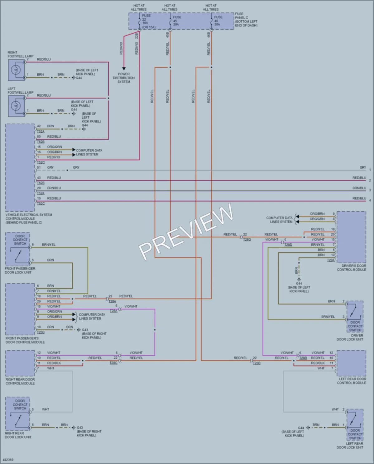 2015 Volkswagen 4D Sedan Interior Lights wiring diagram preview with protected circuit layout