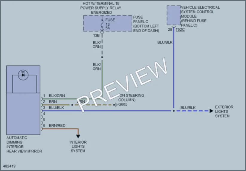 2015 Volkswagen 4D Sedan Power Mirrors wiring diagram preview with protected circuit layout