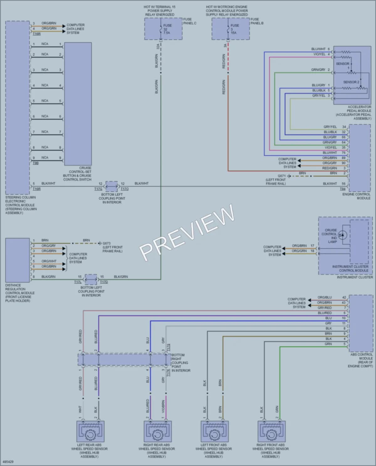 2015 Volkswagen Golf Cruise Control wiring diagram preview