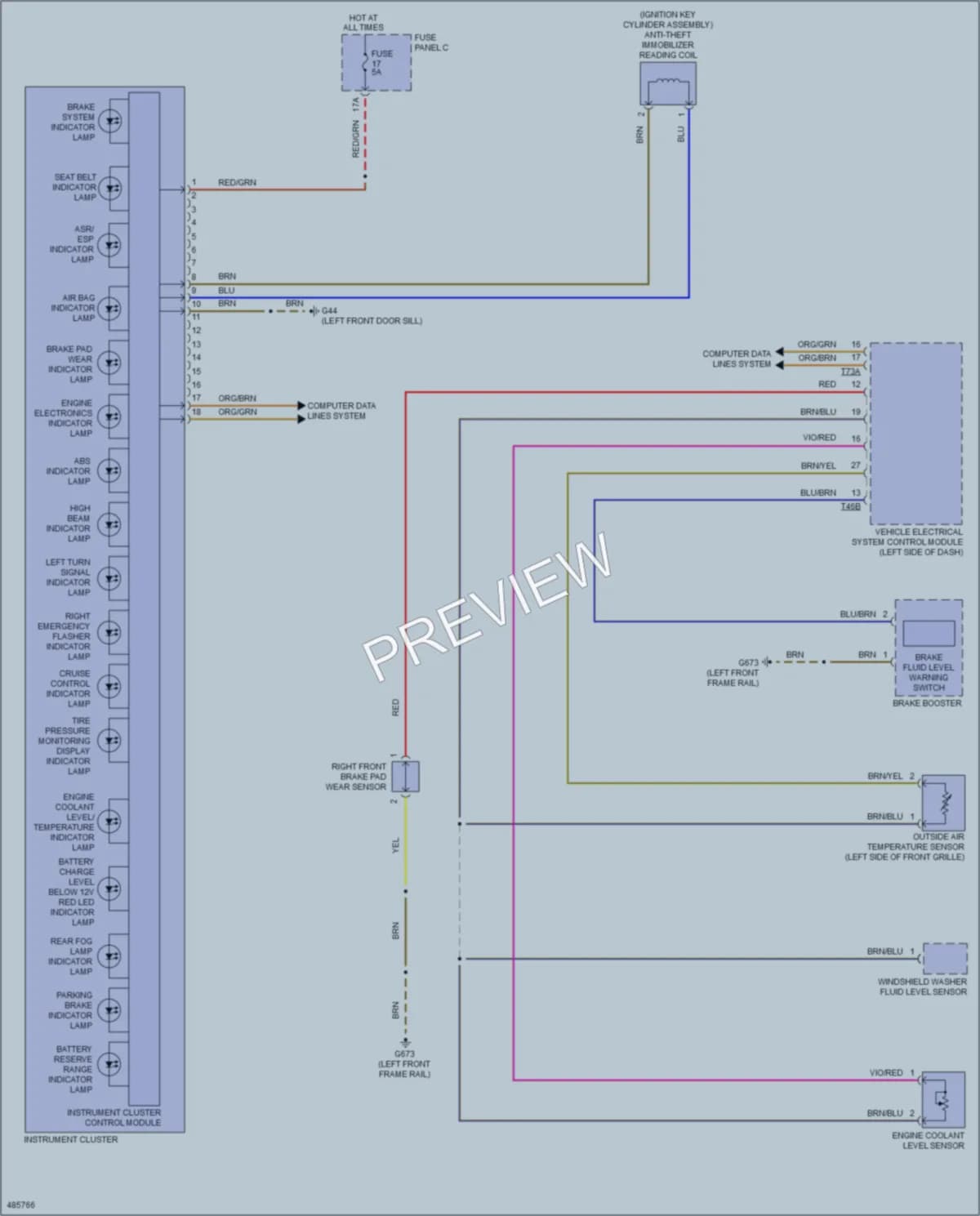 2015 Volkswagen Golf Instrument Cluster wiring diagram preview