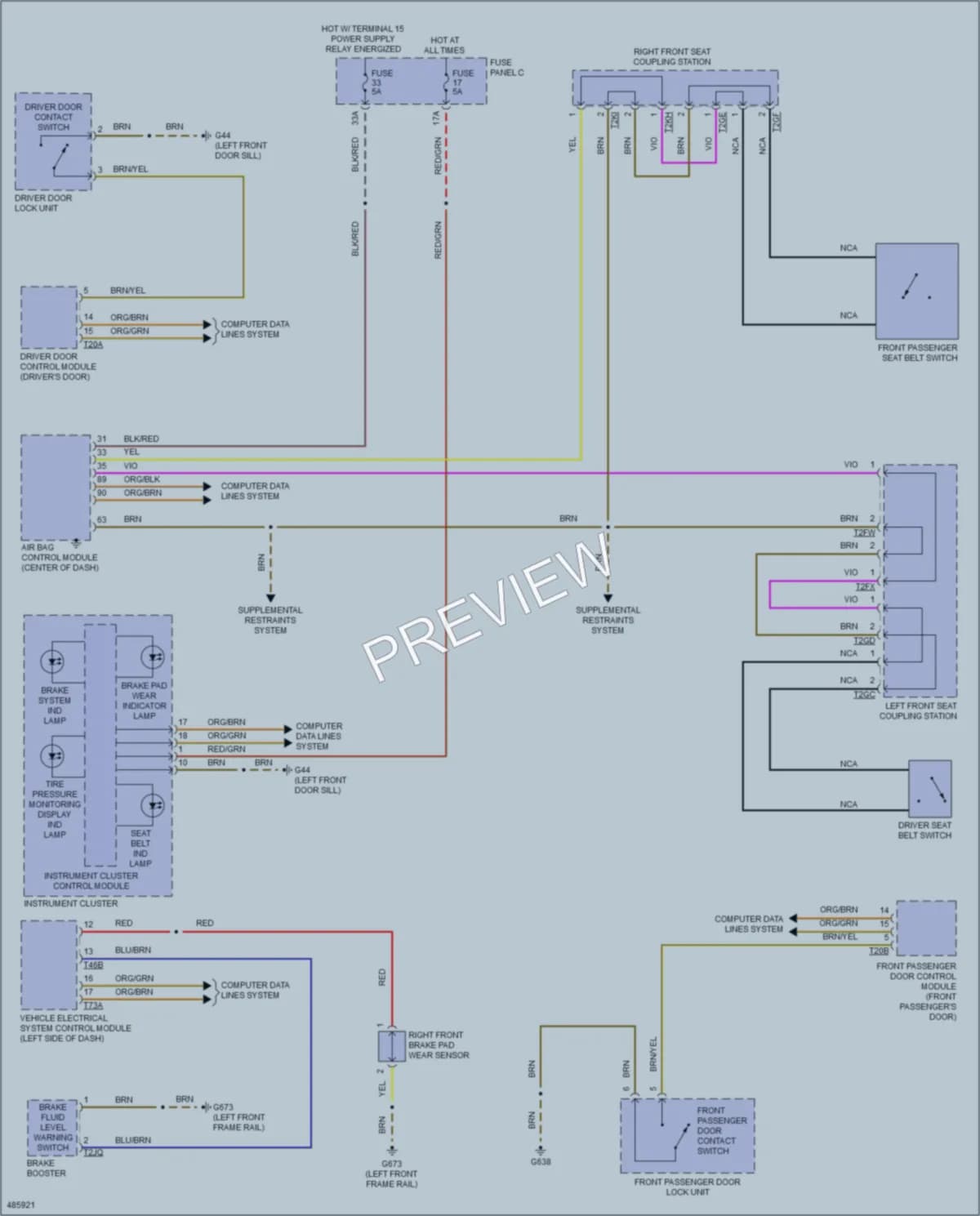 2015 Volkswagen Golf Warning Systems wiring diagram preview