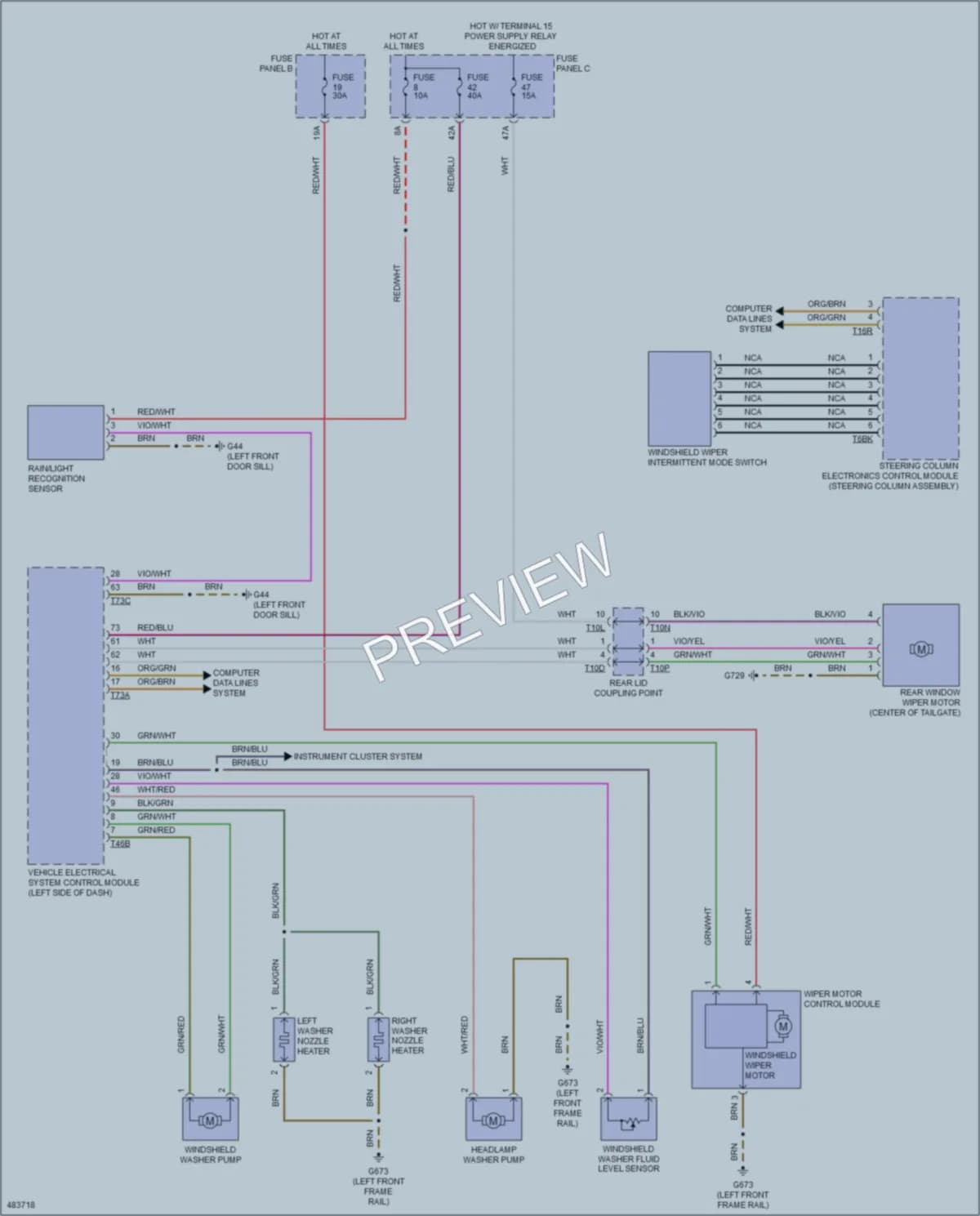 2015 Volkswagen Golf Wiper Washer wiring diagram preview