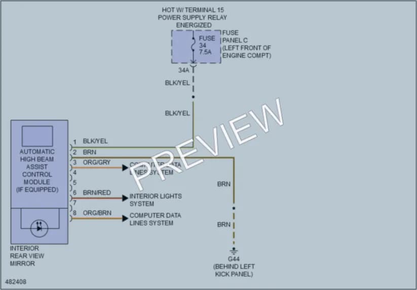 2015 Volkswagen GolfGTI Power Mirrors wiring diagram preview