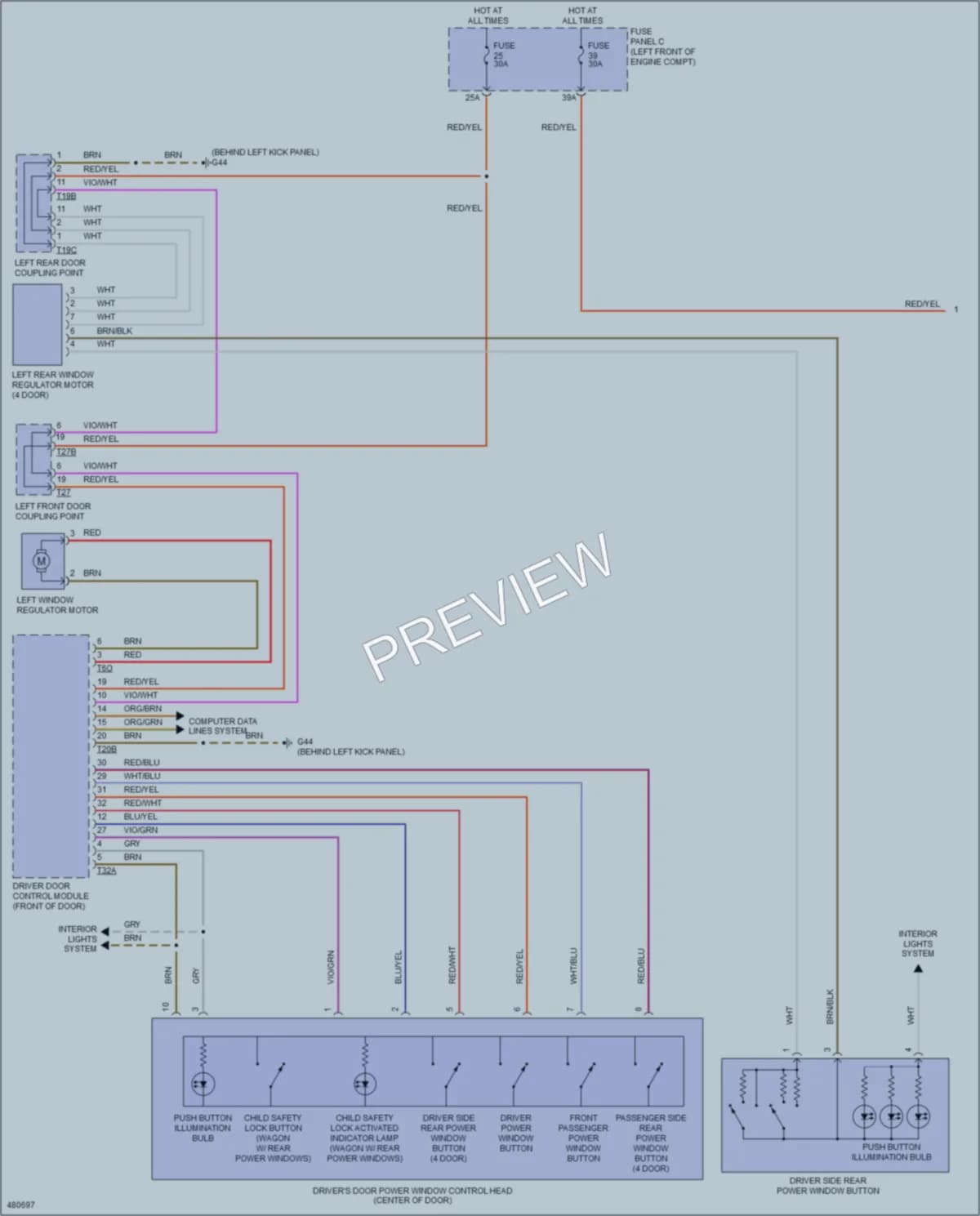 2015 Volkswagen GolfGTI Power Windows wiring diagram preview