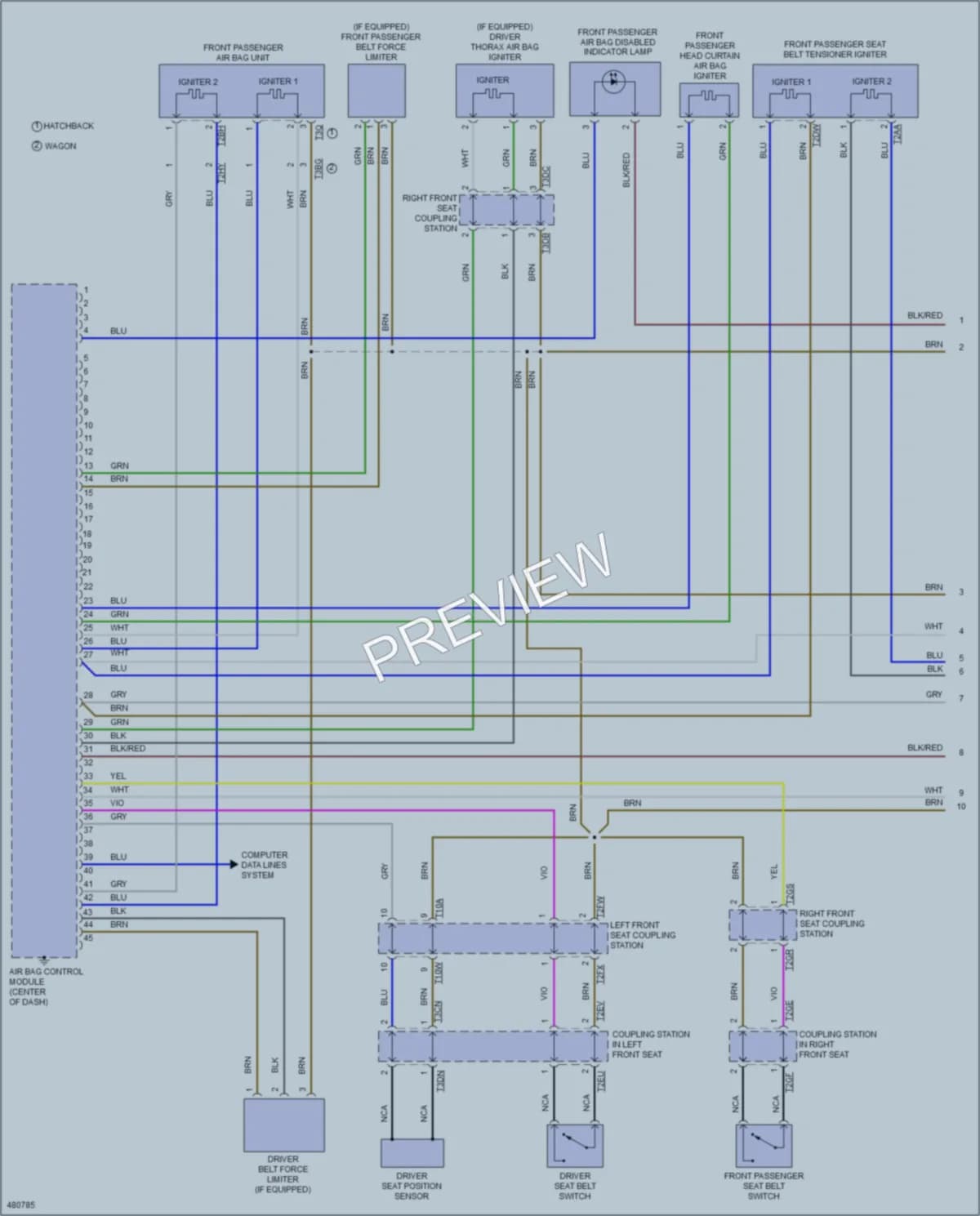 2015 Volkswagen GolfGTI Supplemental Restraints wiring diagram preview