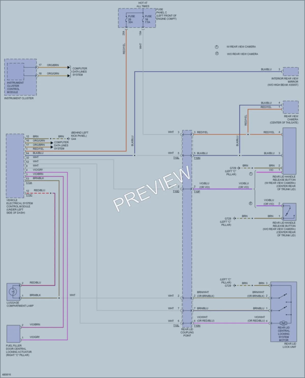 2015 Volkswagen GolfGTI Trunk Tailgate Fuel Door wiring diagram preview