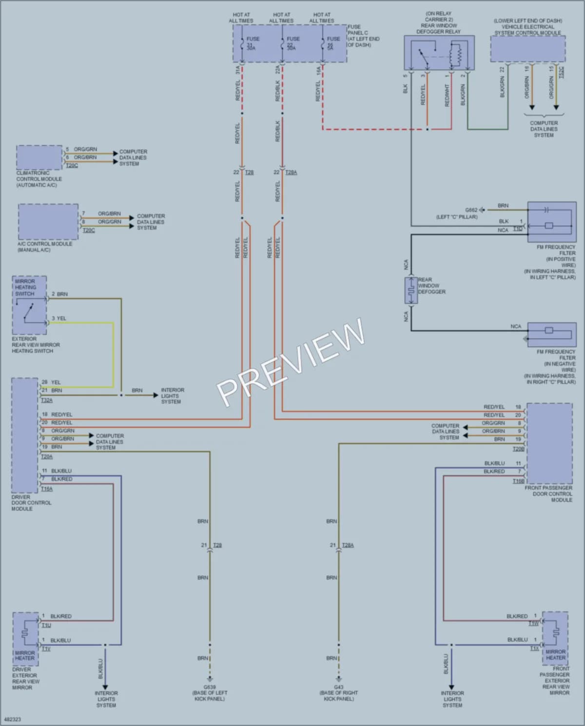 2015 Volkswagen Passat Defoggers wiring diagram preview