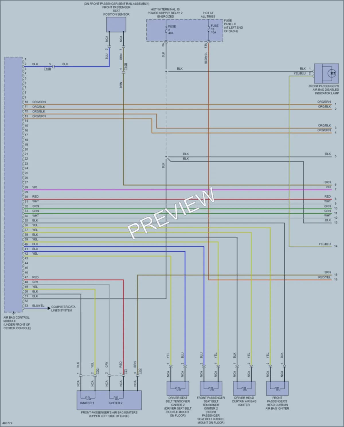 2015 Volkswagen Passat Supplemental Restraints wiring diagram preview