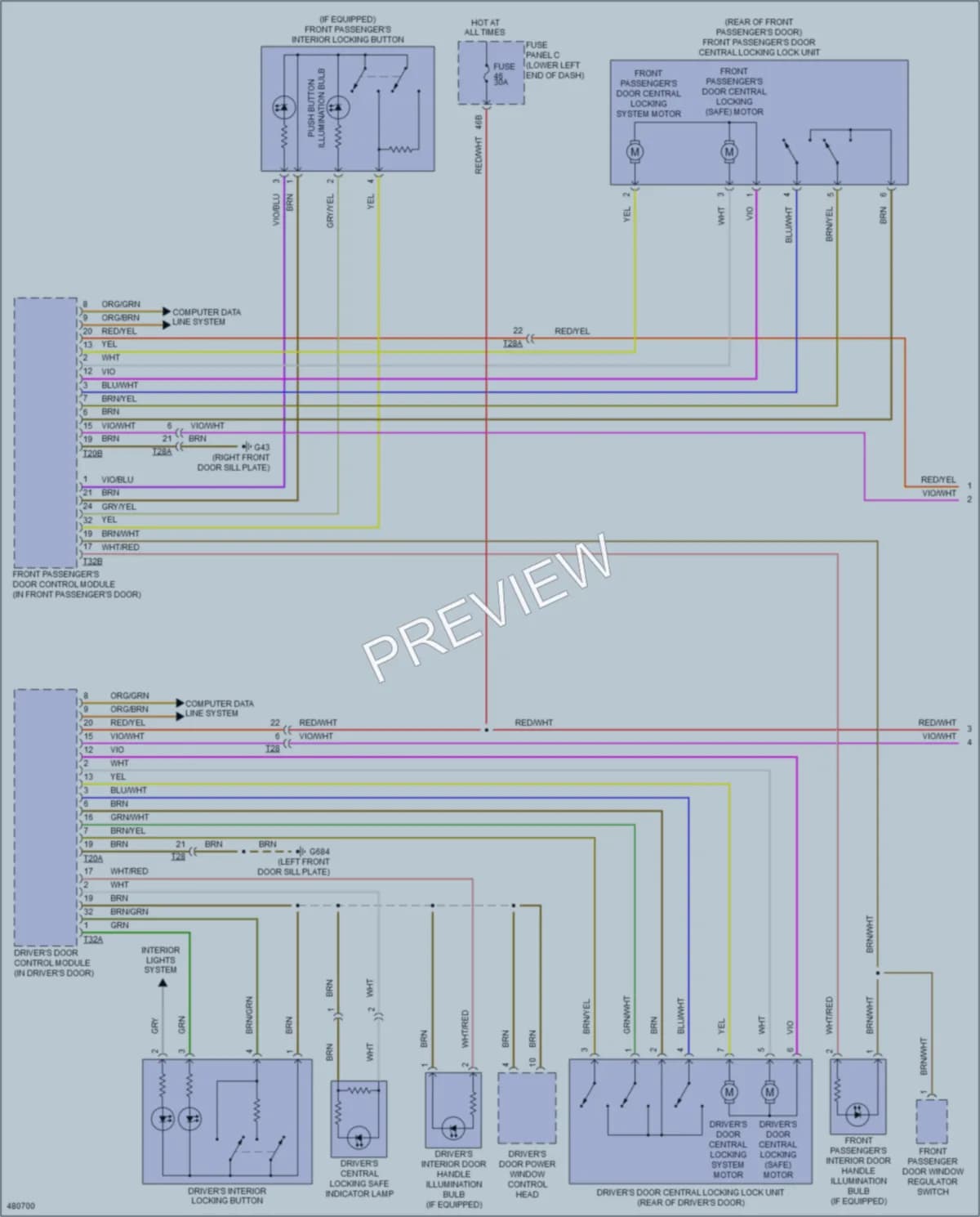 2015 Volkswagen Tiguan Power Door Locks wiring diagram preview