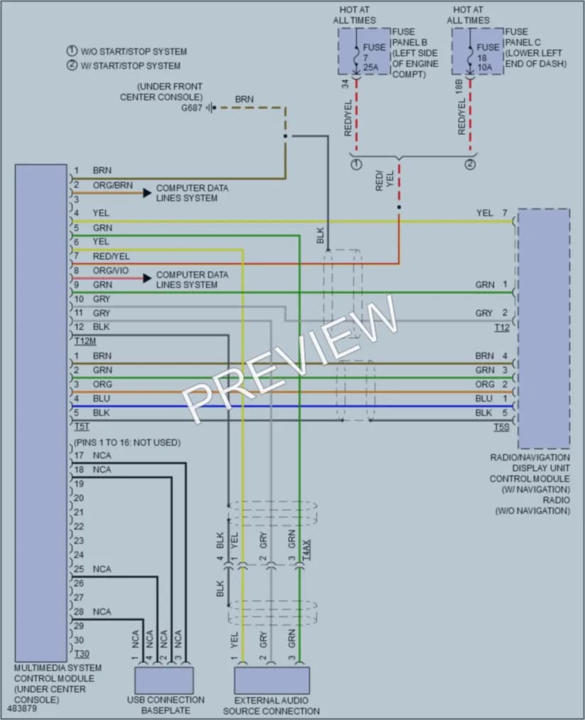 2015 Volkswagen Tiguan Radio wiring diagram preview