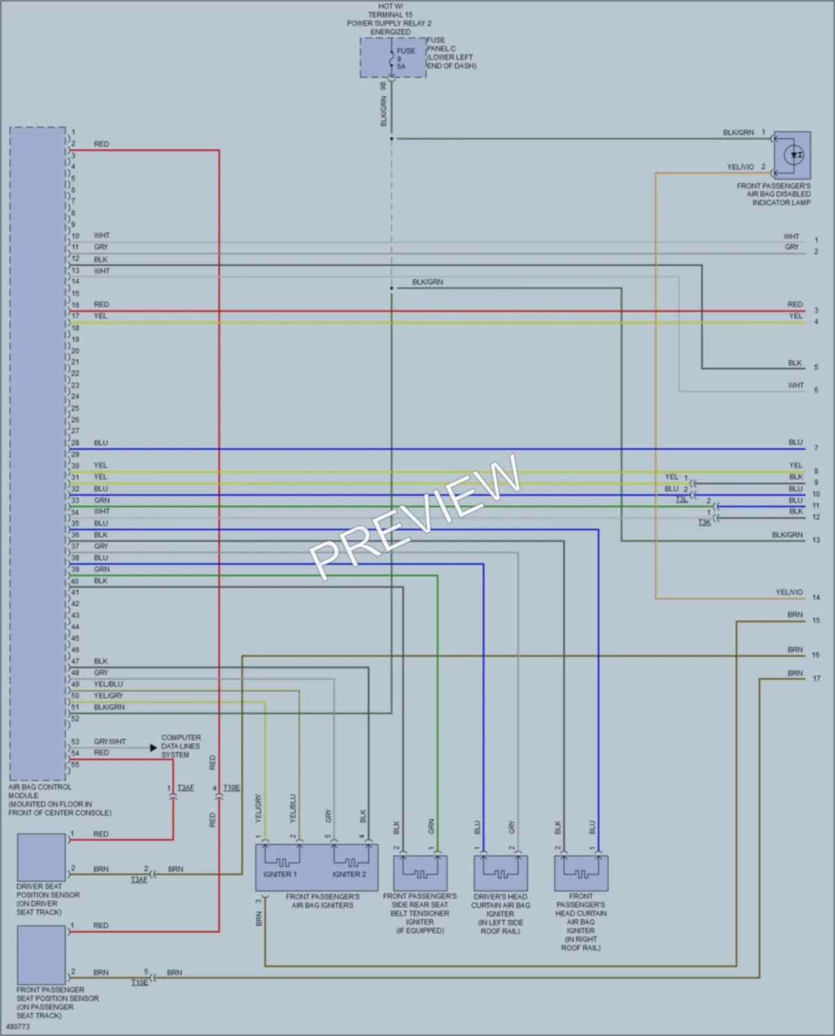 2015 Volkswagen Tiguan Supplemental Restraints wiring diagram preview