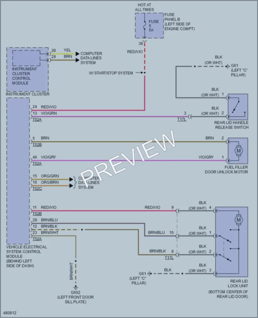 2015 Volkswagen Tiguan Trunk Tailgate Fuel Door wiring diagram preview
