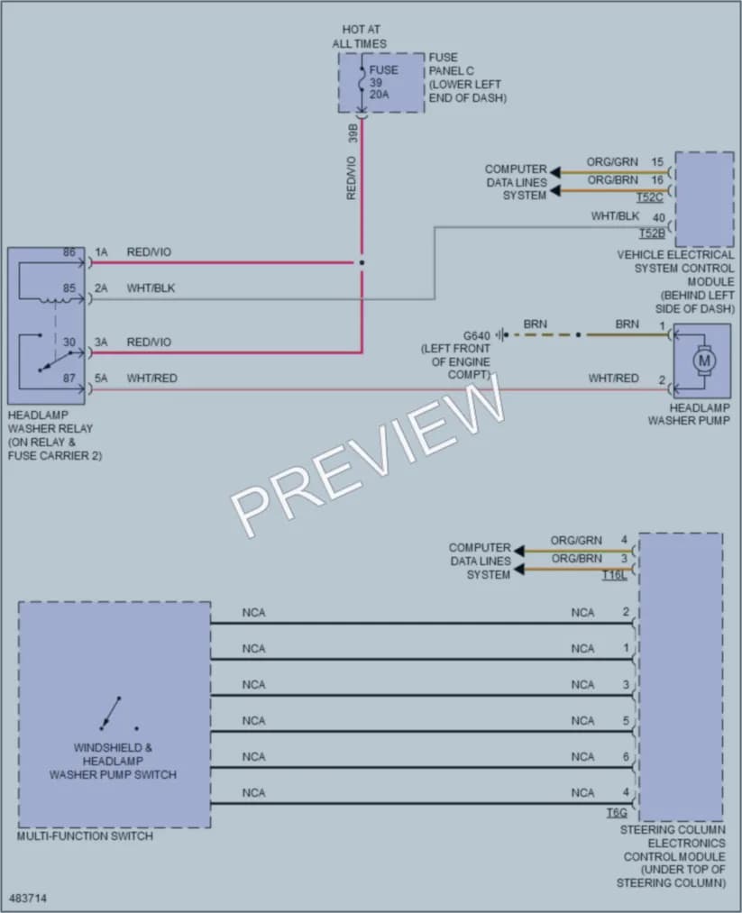 2015 Volkswagen Tiguan Wiper Washer wiring diagram preview