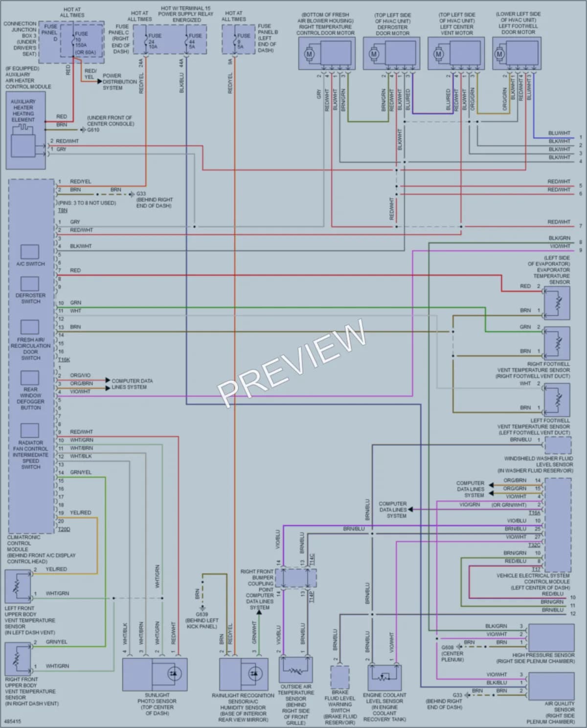 2015 Volkswagen Touareg Air Conditioning wiring diagram preview