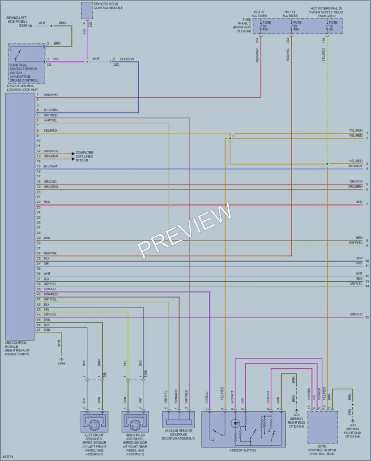 2015 Volkswagen Touareg Anti Lock Brakes wiring diagram preview