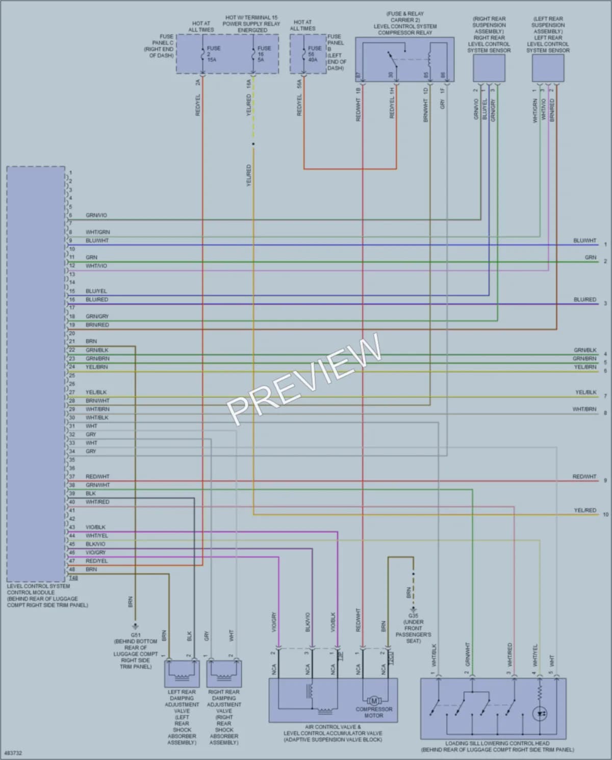 2015 Volkswagen Touareg Electronic Suspension wiring diagram preview