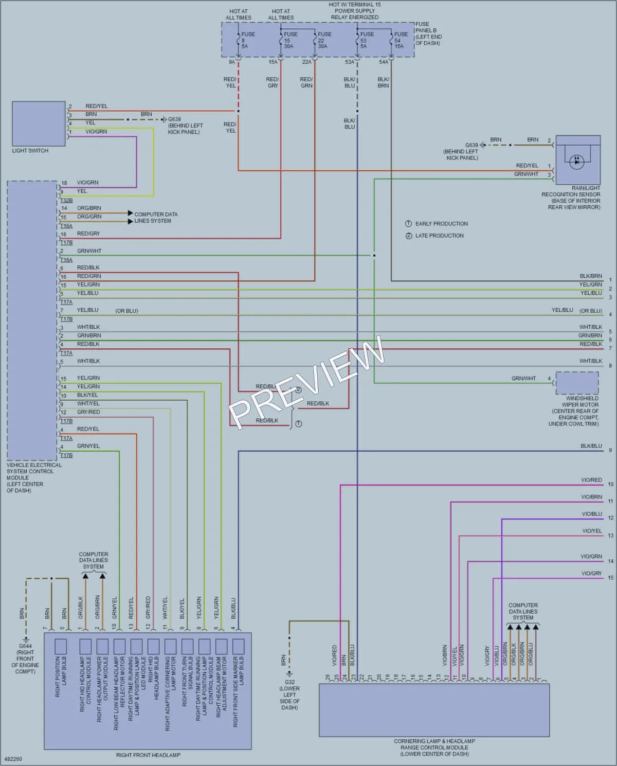 2015 Volkswagen Touareg Headlights wiring diagram preview