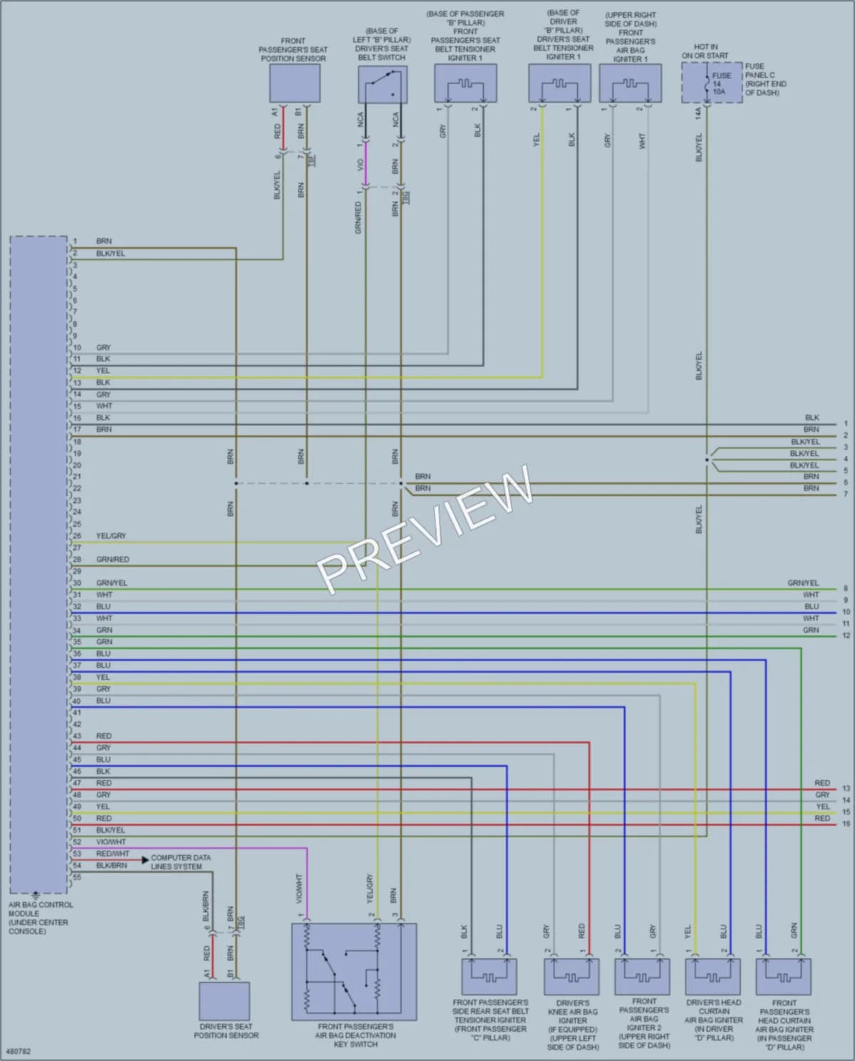 2015 Volkswagen Touareg Supplemental Restraints wiring diagram preview