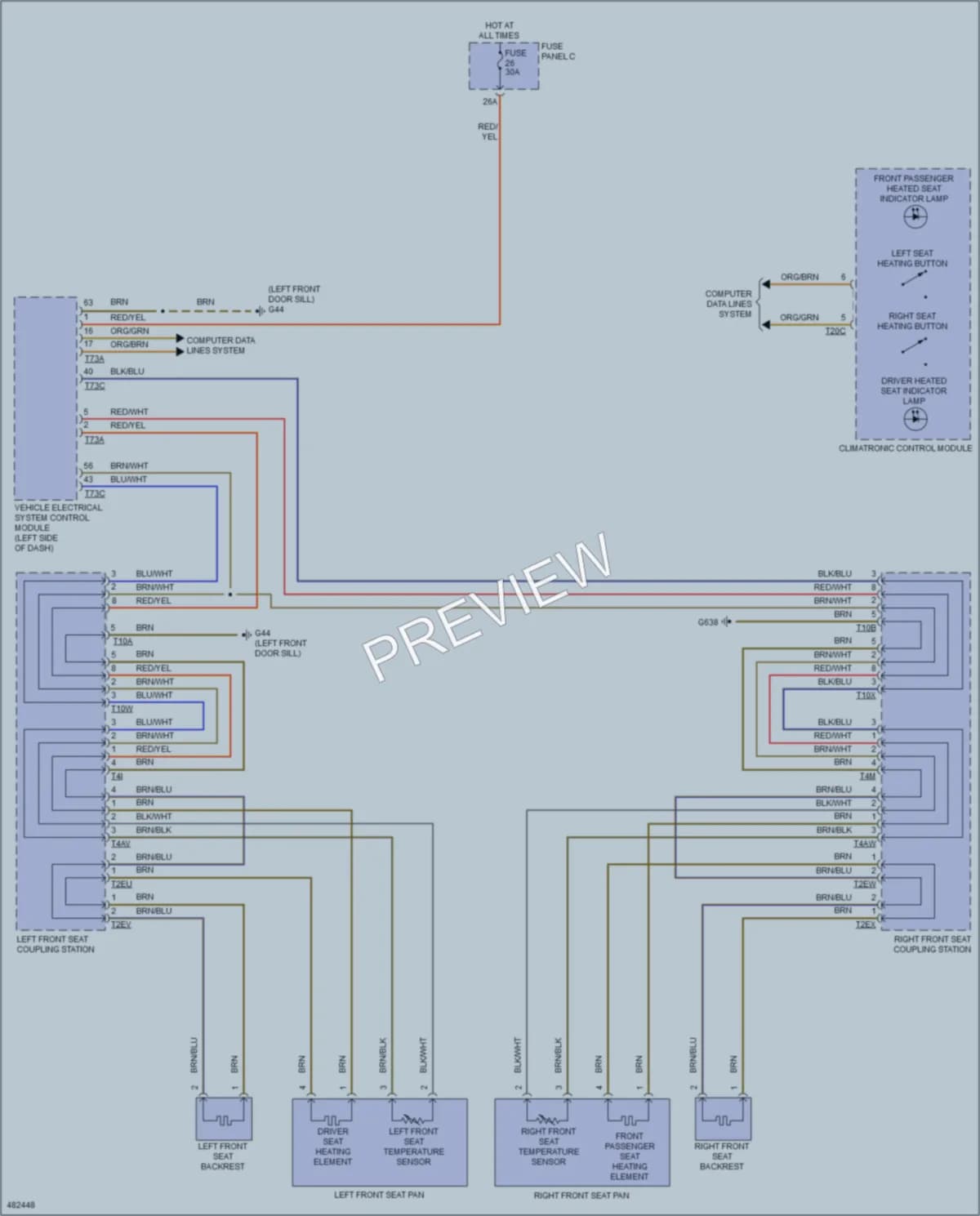 2015 Volkswagen eGolf Power Seats wiring diagram preview